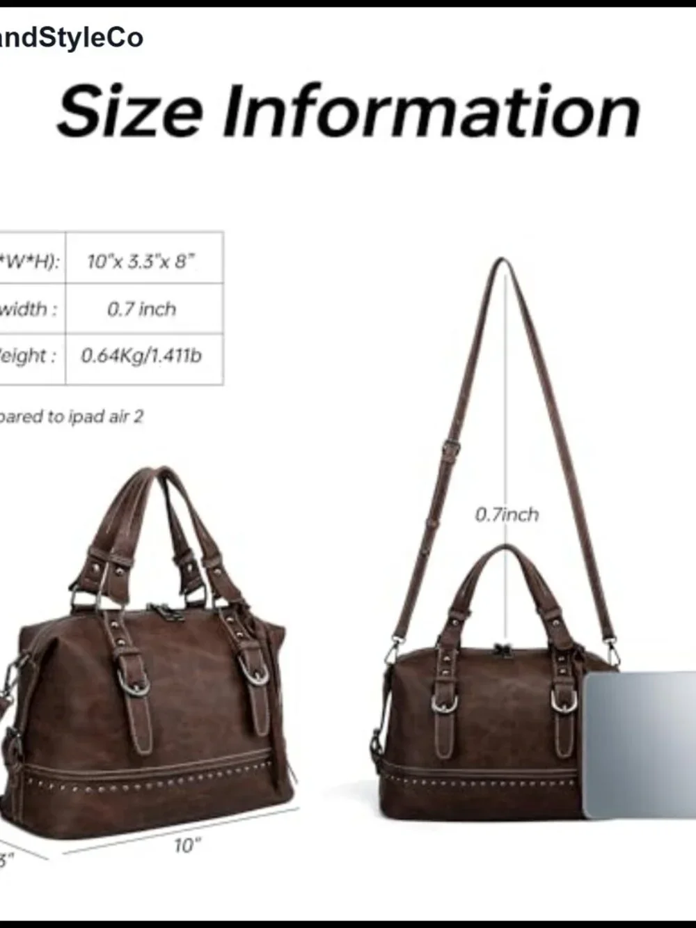 Vintage Faux Leather Crossbody Satchel Purse with Adjustable Straps